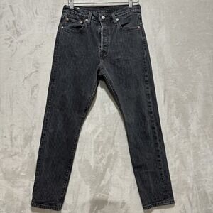 Levi's 501 S Premium Big E Striped Jeans Size 29 Black Tapered Skinny Button Fly